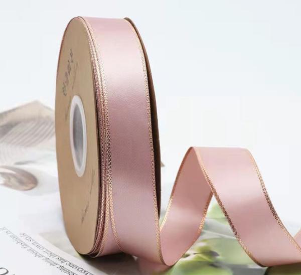 Décoration artisanale de ruban de bord en arc et en or sur ceinture en polyester à double face haute ténacité pour fleurs cuites emballage cadeau