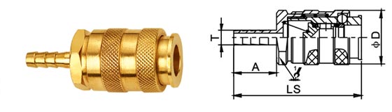 European Type Parker Quick Disconnect Couplings Pneumatic In Brass LSQ-DG
