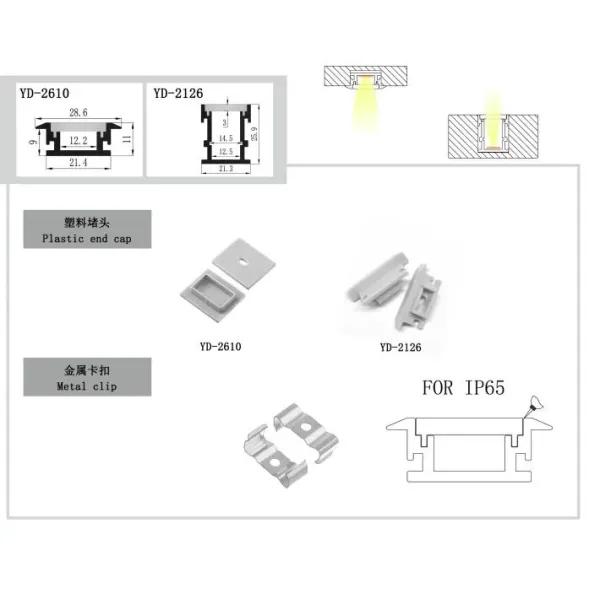 6063 T3-T8 Aluminum Alloy Recessed LED Profile with Anodized Surface and Customized Length for Floor Lighting