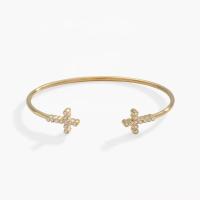 Patio con incrustación de cristal Zircon 925 de plata esterlina brazalete de cruz de 18K brazalete de oro