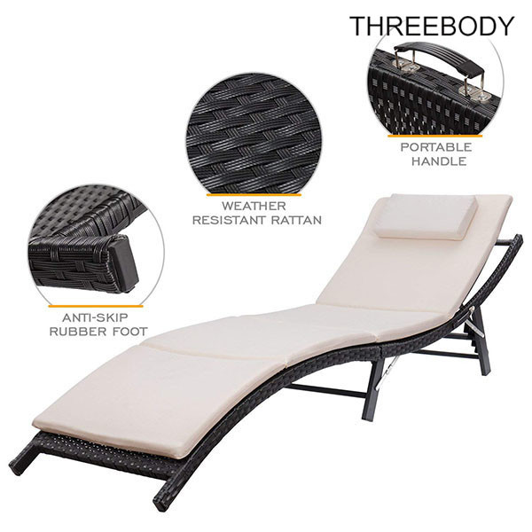 Recliner Outdoor Patio Lounge Chairs Adjustable Back Folding and Portable Design