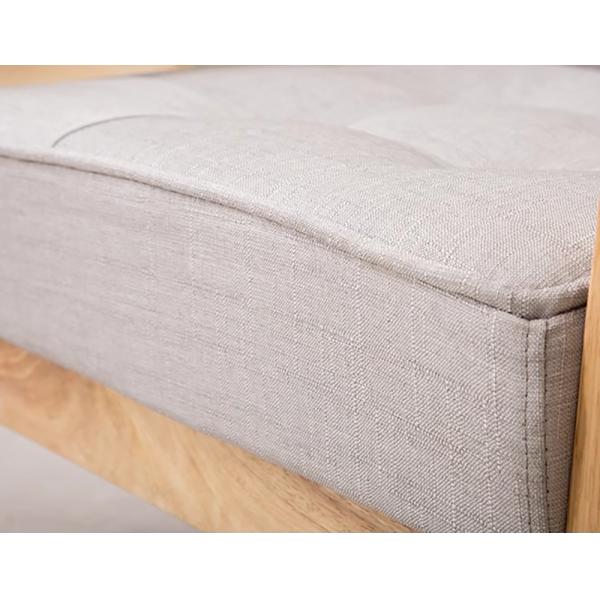 Solid Wood Minimalist Sofa 3 Seater Wooden Living Room Fabric Single Double