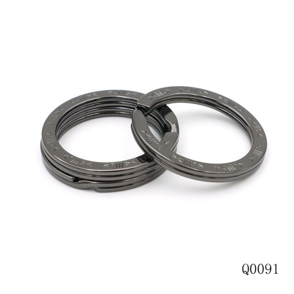 Gunmetal Custom Split Key Ring 25mm Flat Stamping Logo Keychain O Ring