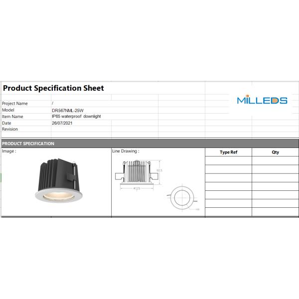 25W 30W recessed led waterproof downlight cutout110mm CRI90 IP65 wateproof spotlight