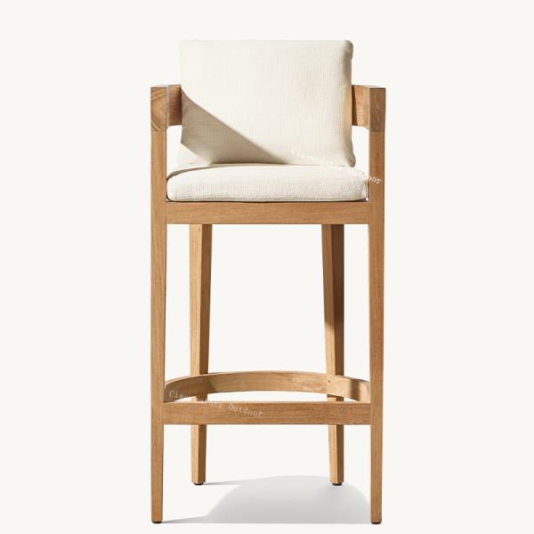 Hotel and Bar Stool Leisure Simple Style Courtyard Teak Wood Chair for Outdoor Furniture