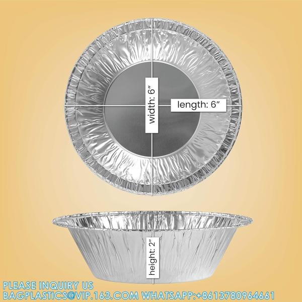 6.5'' Inch Round Tin Foil Pans Disposable Aluminum, Freezer & Oven Safe - For Baking, Cooking, Storage, Roasting