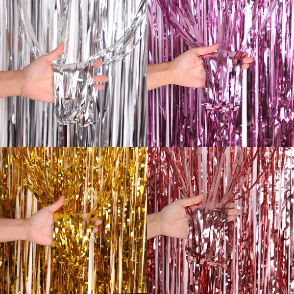 Red Colorful Party Decoration Metallic Curtain Backdrop For Creative Birthday Decor Tinsel Door Curtain