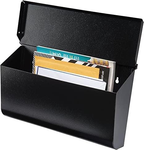 Secure Outdoor Black Townhouse Wall Mount Mailbox with Powder Coating and Lock Option
