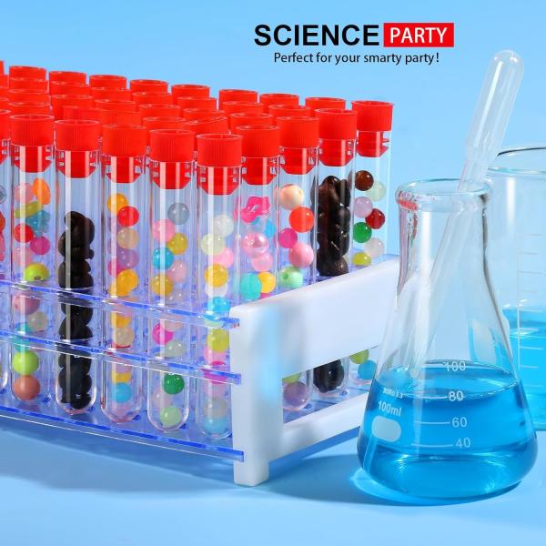 Clear Plastic Test Tubes With Caps And Holder Rack For Nurse Party Decorations Halloween Party Favors