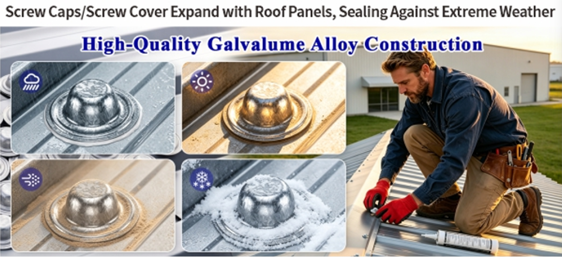 Galvalume Waterproof Roofing Screw Caps For Metal Roofing Prevent Leaks UV Resistant
