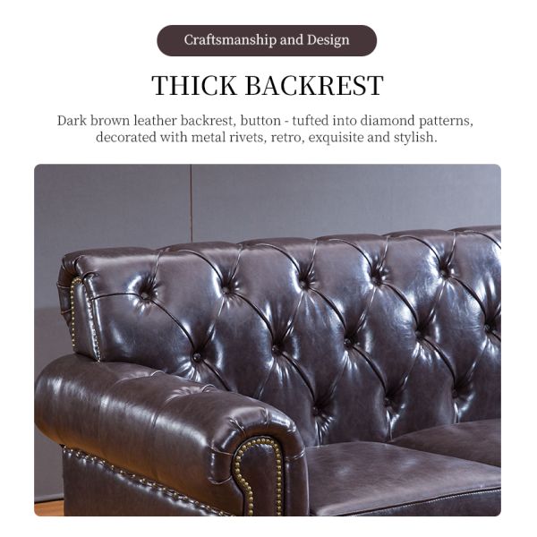Nidea #8945 American Genuine Leather Sofa Set Sponge Filled Luxury Furniture for Hotel and Villa Living Room