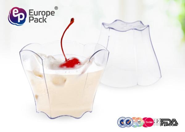 Clear Plastic Dessert Cups 2.5Oz  Flower Shape Dessert Cups 70Ml For Party And Wedding