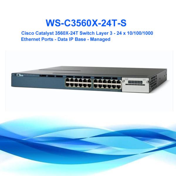 NIB Cisco WS-C3560X-24T-S Catalyst 3560X 24 Port Gigabit Network Switch
