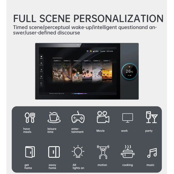 SIXWGH Luxury Upgrade 10-inch Smart Home Control Panel Tuya WiFi Zigbee Gateway App Voice Background Music Multi-Scenario Bar
