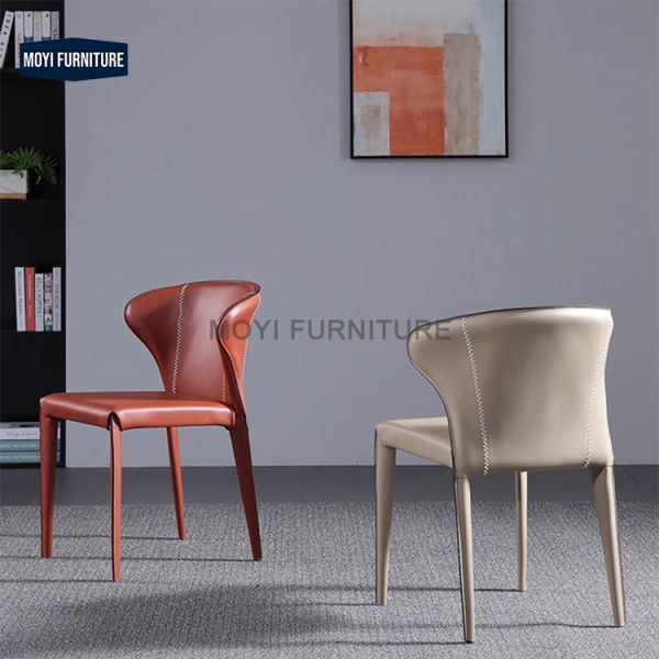 Modern Italian Minimalist Saddle Leather Chair Ideal for Home Bar Coffee Shops Milk Tea Shops Commercial Hotel Furniture