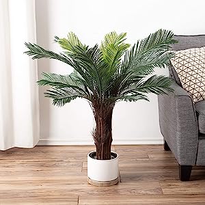 Gorgeous Cycas Revoluta Sago Palm Tree Artificial Plant with Nursery Pot, Feel Real Technology, 28 Long & Giant