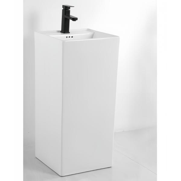 Modern Rectangular Ceramic Pedestal Wash Basin for Home Hotel and Restaurant Bathroom