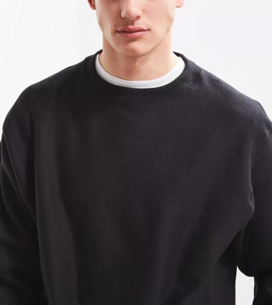 Dropped Shoulder Fleece Crew Neck Sweatshirt Men Hoodies Pink Color