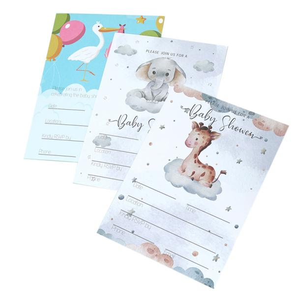 Cartes d'invitation personnalisées de 4*6 pouces écologiques pour bébé avec enveloppe