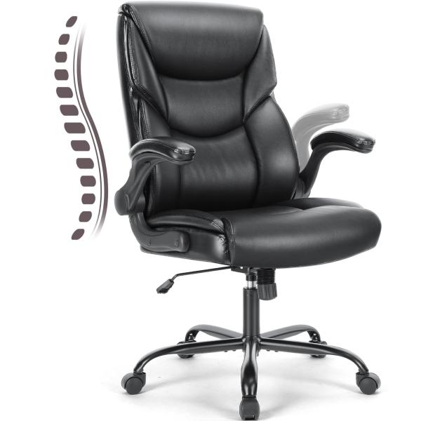 Modern Design Adjustable Executive Office Chair with Flip-Up Armrest and Lumbar Support