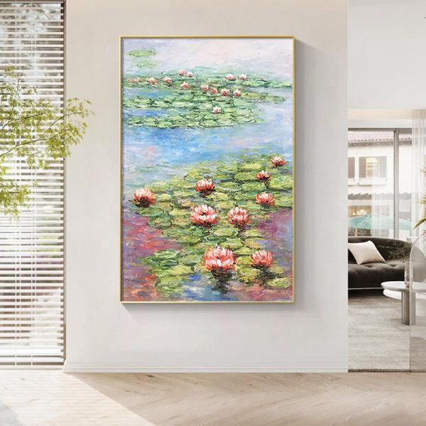 Tamaño personalizado Colorido de la flor de pintura al óleo acrílico para la decoración del hotel Personalizado pintado a mano