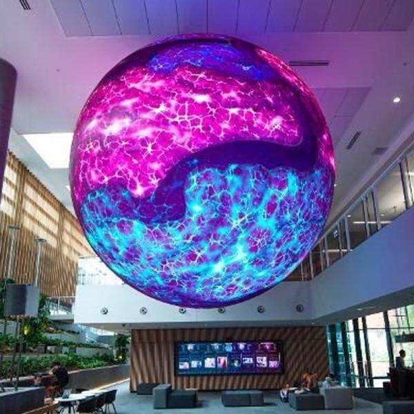 Écran sphérique LED 360 degrés intérieur avec pixel de 1,86 mm pour centres commerciaux