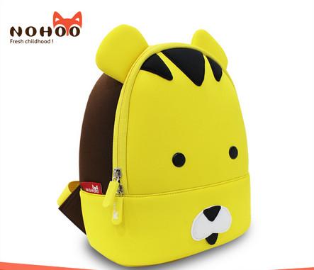 Yellow Kids Animal Backpack , 3D Kids Cartoon Backpacks Tiger Style