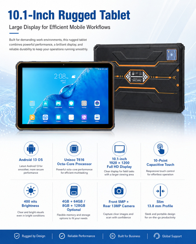 Warehouse Rugged Tablet for Warehouse Management 10.1 Inch Handles Inventory Records
