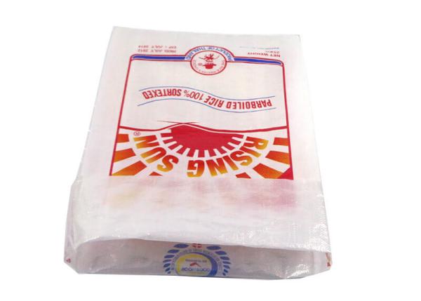 Transparent Gusseted 25 Kg / 50kg Rice Bags , Heat Seal Food Bags Matt Lamination