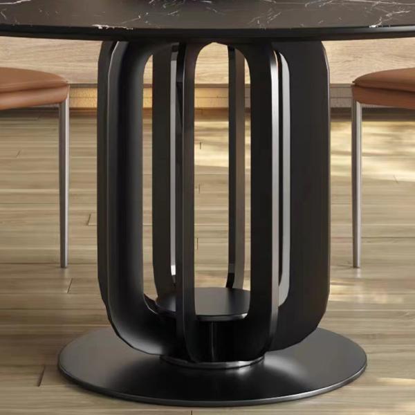 Round Birdcage Shape Stainless Steel Marble Dining Table  Pedestal Artistic