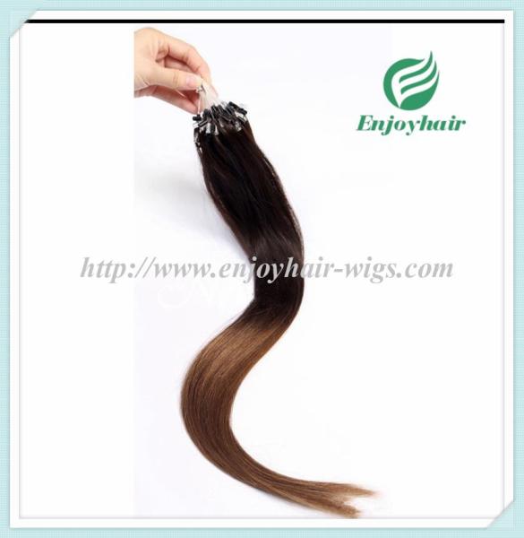 Micro ring loop hair extensions 16-26L brazilian remy hair T2/8# color hair