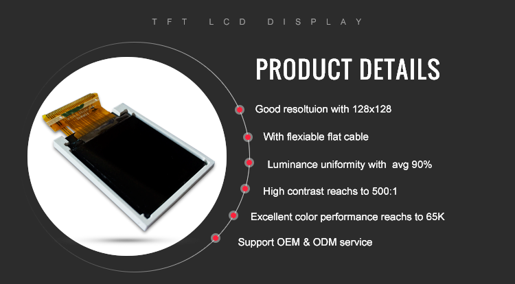 128x128 Mini TFT LCD Display Screen Module 1.44 Inch With SPI Interface ODM
