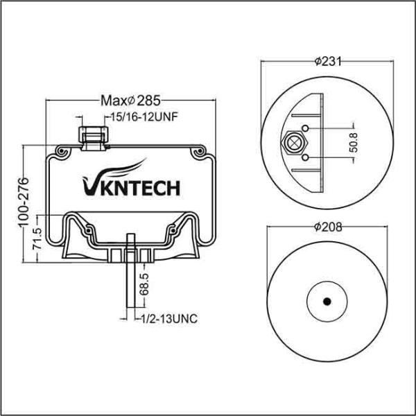 Amortiguación de aire con resorte llenada gas W01-358-9547 Goodyear 1R12-712 del camión para el sistema de suspensión del paseo del aire