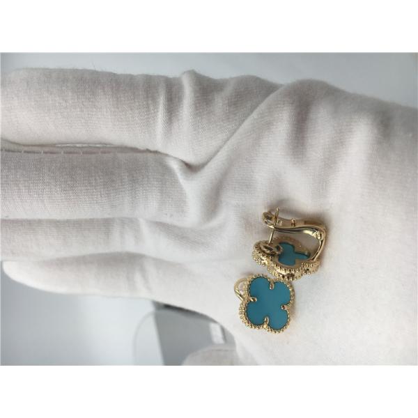 Van Cleef Arpels Sweet Alhambra earstuds 18k yellow gold with turquoise