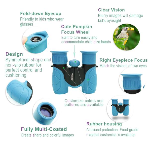 8x21 Roof Prism Kids Binoculars , Children's Plastic Binoculars