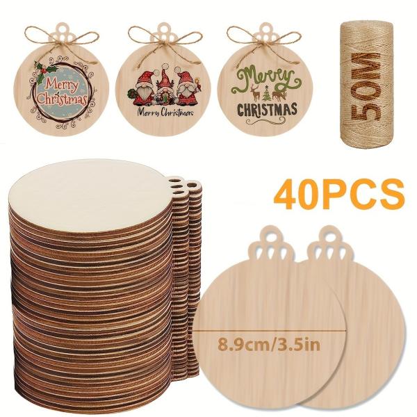 Round Bauble Unfinished Wood Slices With Hole Arts Crafts Centerpieces DIY Christmas Ornaments Hanging Decorations