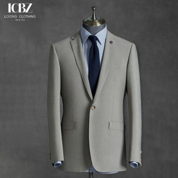 British Wool/Silk Light Gray Men's Suit for Business Casual Groom Wedding Formal Style