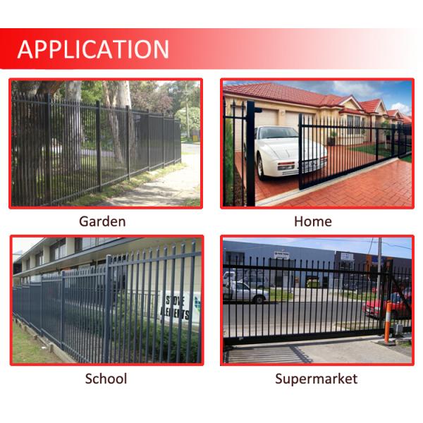 Powder Painted Black Welded Security Steel Fence Iron Fence Panel