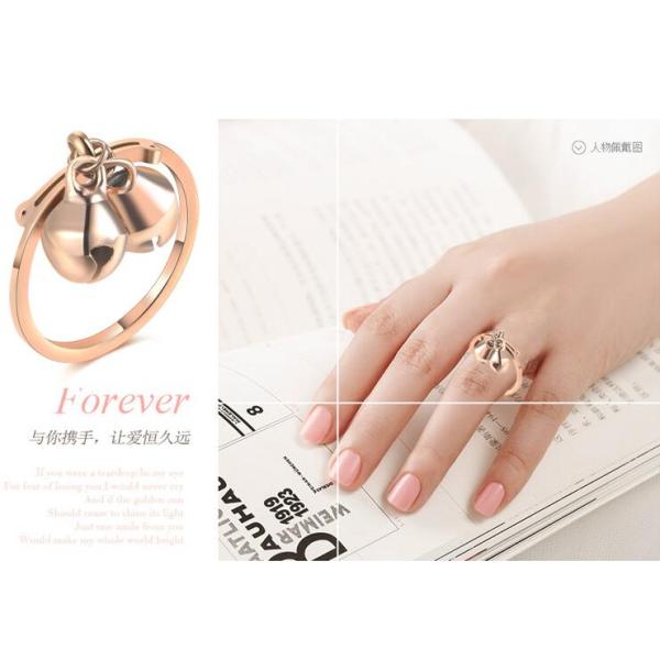 Bell Pendant Ring Stainless Steel Materials Ring 18K Pink Color Wedding Ring