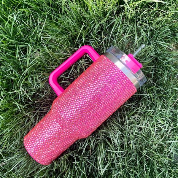 Customizable Reusable Cold Color 300ml/400ml Double Wall Cup with Diamond Studded Lid