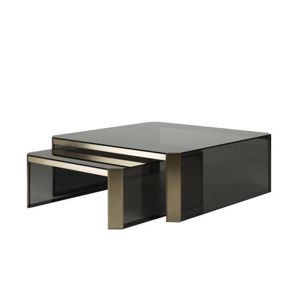 Vintage Rectangular Wooden Coffee Table Luxury Modern Furnitures Fancy Gold Brass Metal Wire
