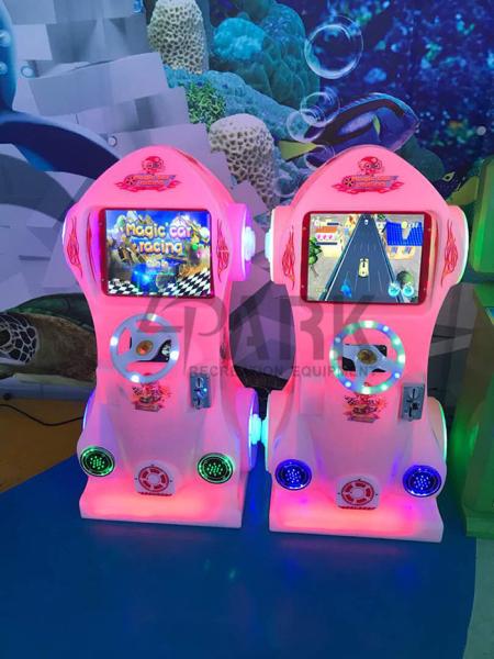 Amusement Children Car Racing Game Machine With Alloy Steel Structure