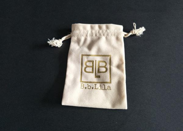 Bespoke Portable Velvet Jewelry Bags Printed Logo With Cover Lamination