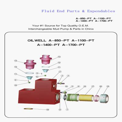 Peças fluidas da extremidade da bomba de lama do poço petrolífero A-850-PT consumívéis