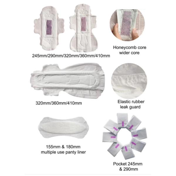 Waterproof PE Back Sheet Dry Surface Female Sanitary Napkin