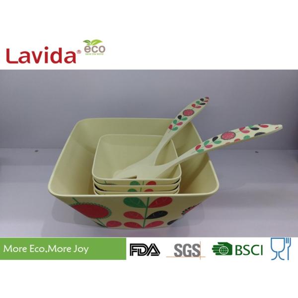 Hand Drawn Leaf Bio Bamboo Fiber Bowls , Lightweight Picnic BBQ Disposable Bamboo Bowls