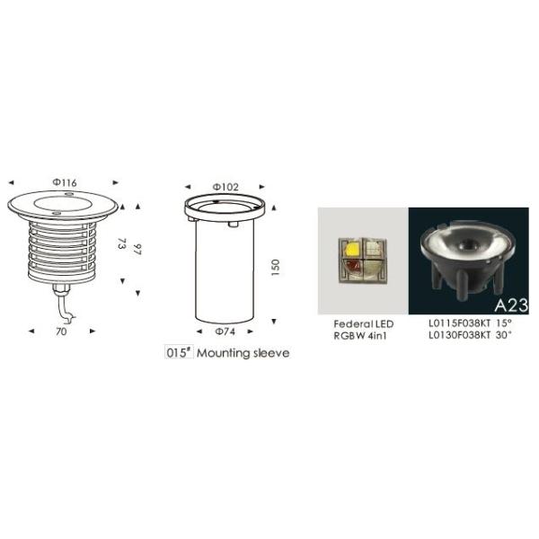 A2CD0120 24VDC RGBW 4 - света СИД СИД In-1 на открытом воздухе подземные, освещение СИД внешнее Inground RGBW