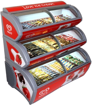 348L 3layers upright ice cream display showcase freezer Walls ice cream freezer