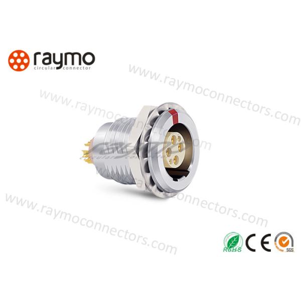Fixed Receptacle 4 Pin Cable Connector, Plug Lemo B Series Straight PCB Contacts
