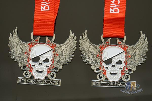 Eco - Friendly Skull Metal Award Medals Soft Enamel Filling Size 70*4MM